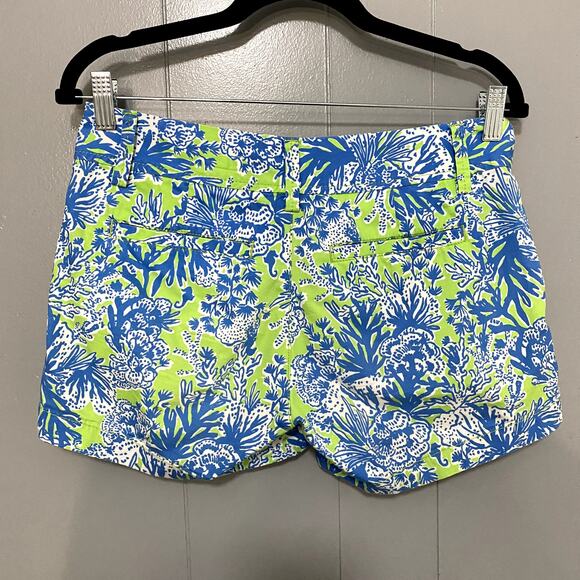 Lilly Pulitzer Limeade Biggest Fan Cotton Preppy The Callahan Shorts 0 - Picture 2 of 7
